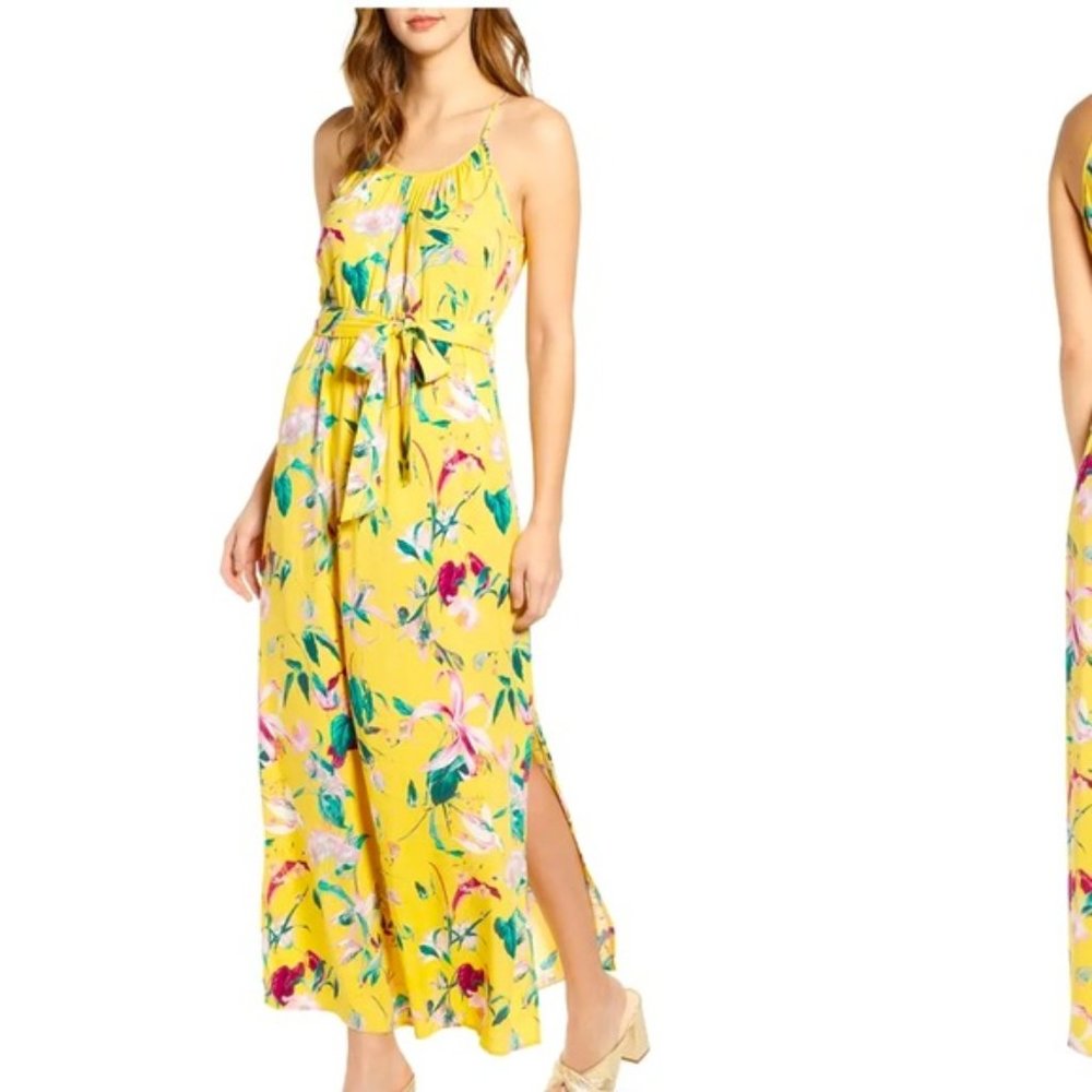 NWT VERO MODA Floral Print Maxi Dress Side Slit